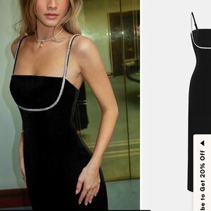 Cupshe Black Strapless Dress with Silver Trim